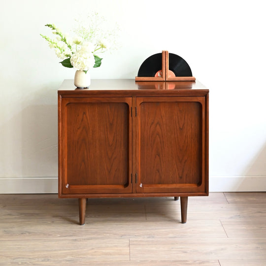 Mid Century Walnut Sideboard LP Record Cabinet by Chiswell