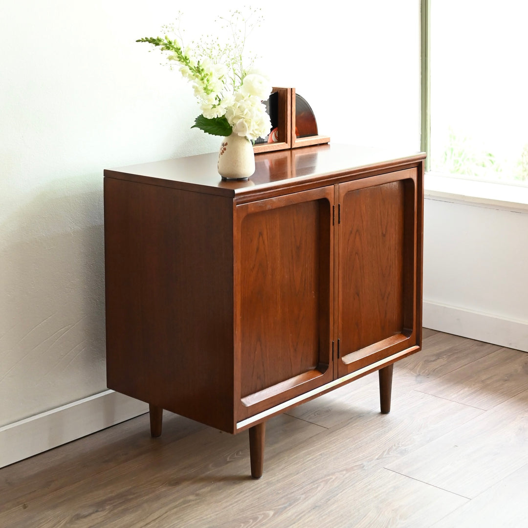 Mid Century Walnut Sideboard LP Record Cabinet by Chiswell