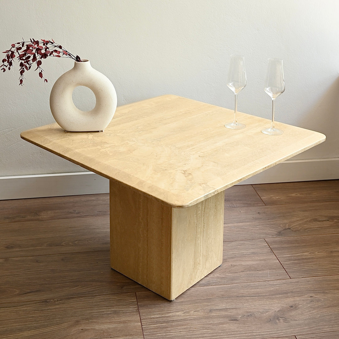 Retro 1980s Italian Travertine Stone Coffee Table