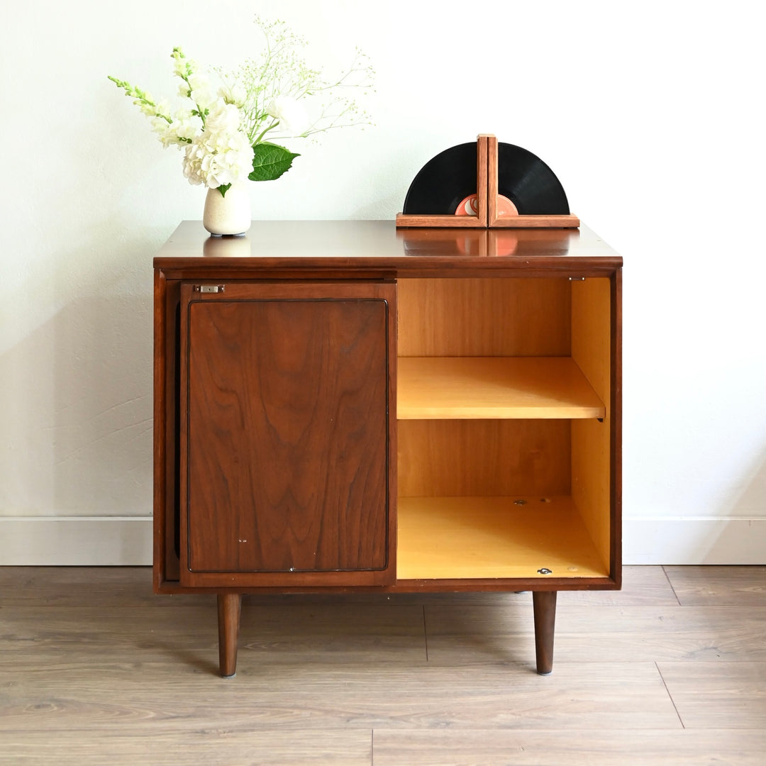 Mid Century Walnut Sideboard LP Record Cabinet by Chiswell