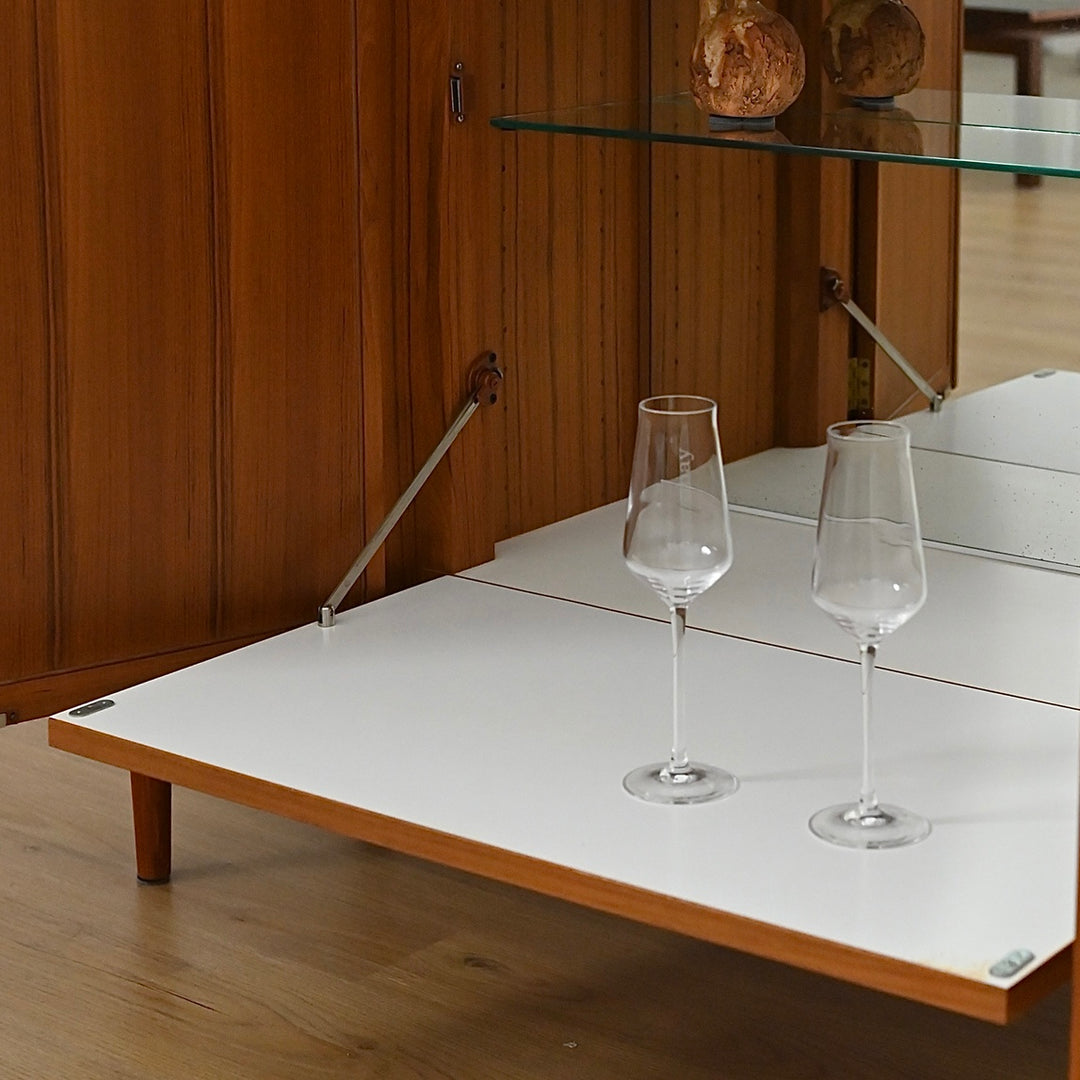 Mid Century Teak Sideboard Credenza Bar Cabinet by Chiswell