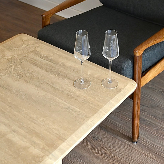 Retro 1980s Italian Travertine Stone Coffee Table