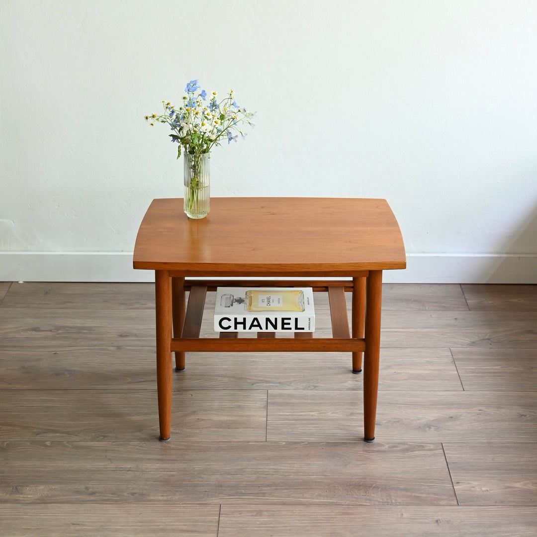 Mid Century Teak Coffee Table with Magazine Shelf