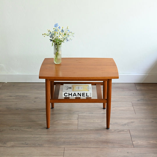 Mid Century Teak Coffee Table with Magazine Shelf