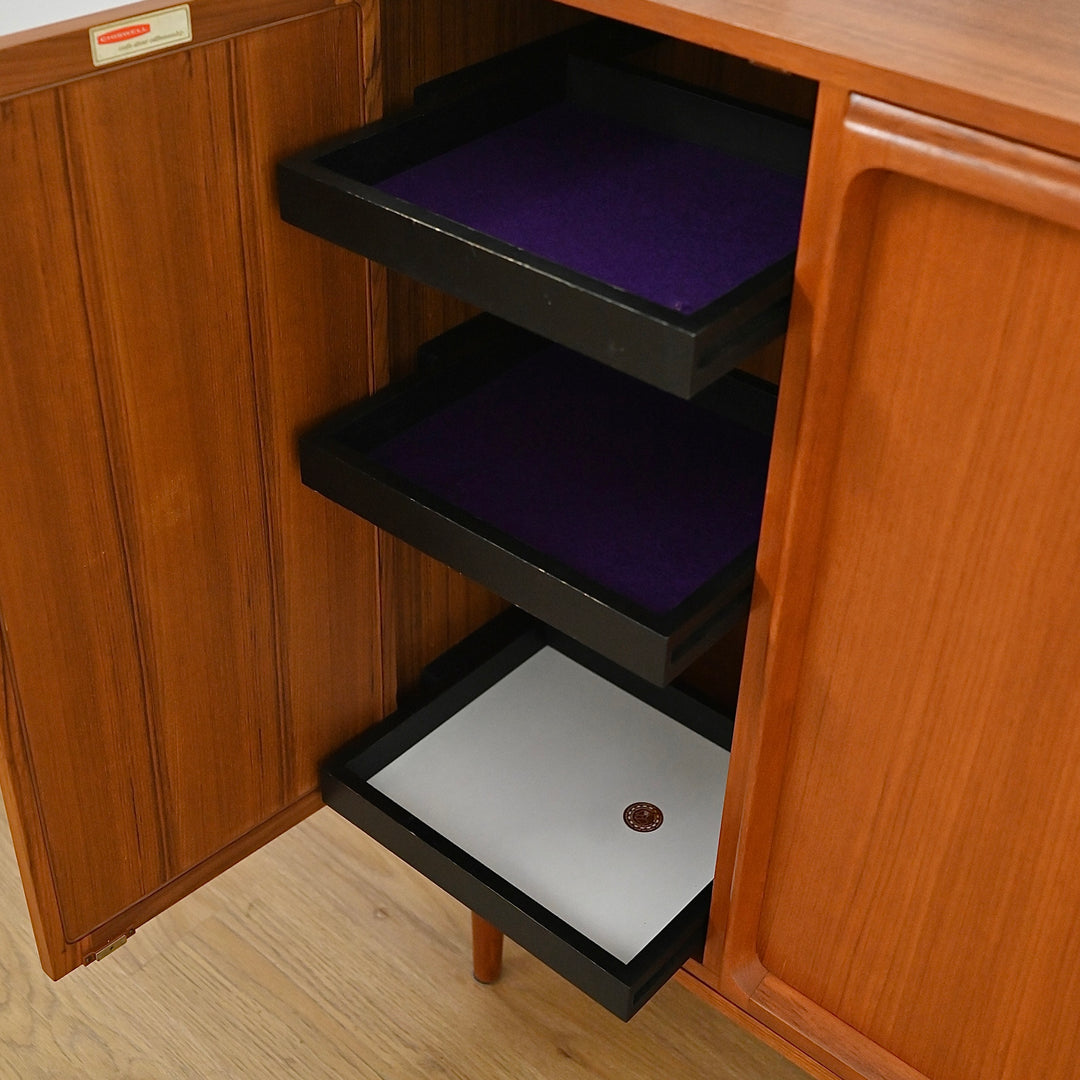 Mid Century Teak Sideboard Credenza Bar Cabinet by Chiswell