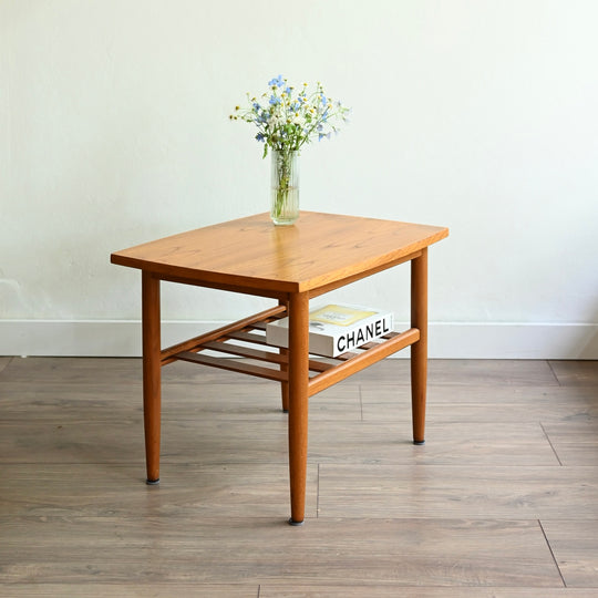 Mid Century Teak Coffee Table with Magazine Shelf