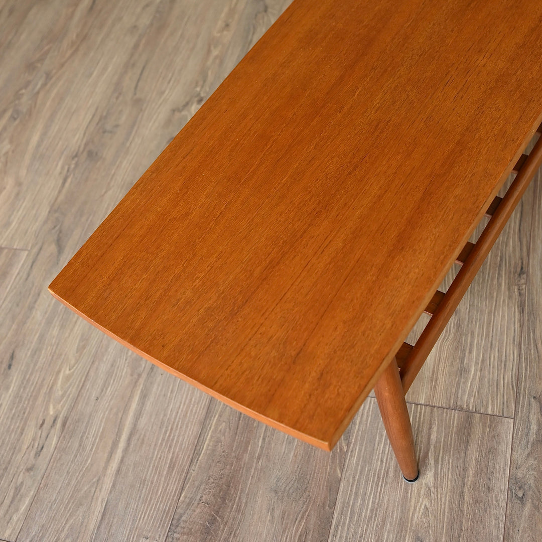Mid Century Teak Coffee Table with Magazine Shelf