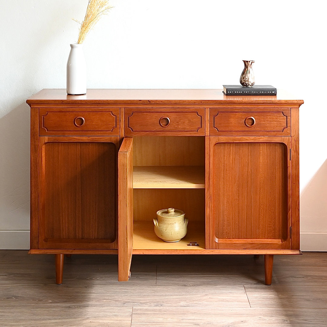 Mid Century Teak Sideboard Buffet LP Record Cabinet by Chiswell