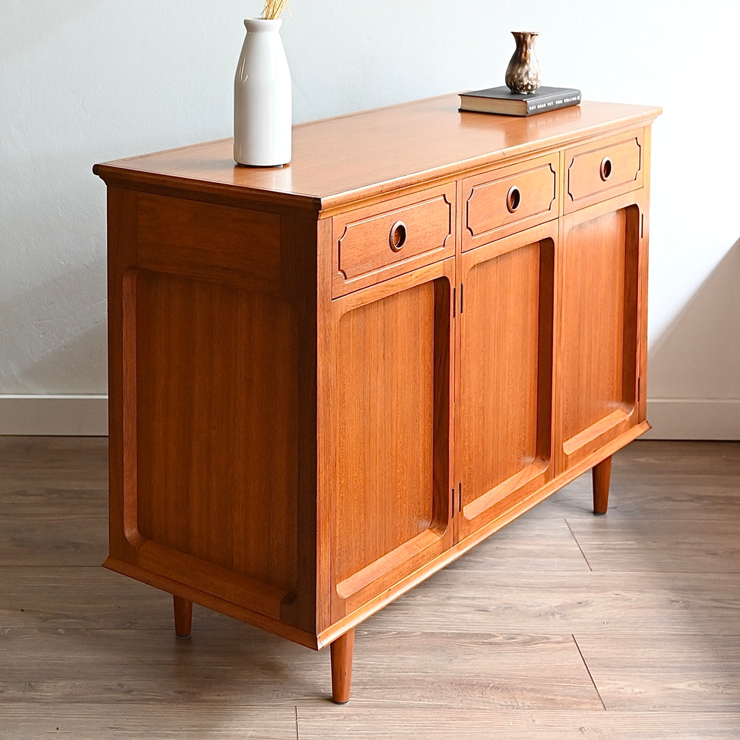 Mid Century Teak Sideboard Buffet LP Record Cabinet by Chiswell