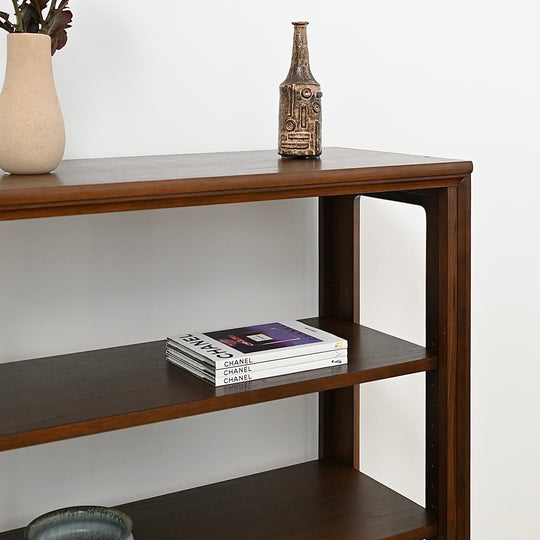 Mid Century Walnut Open Bookcase Bookshelf by Chiswell