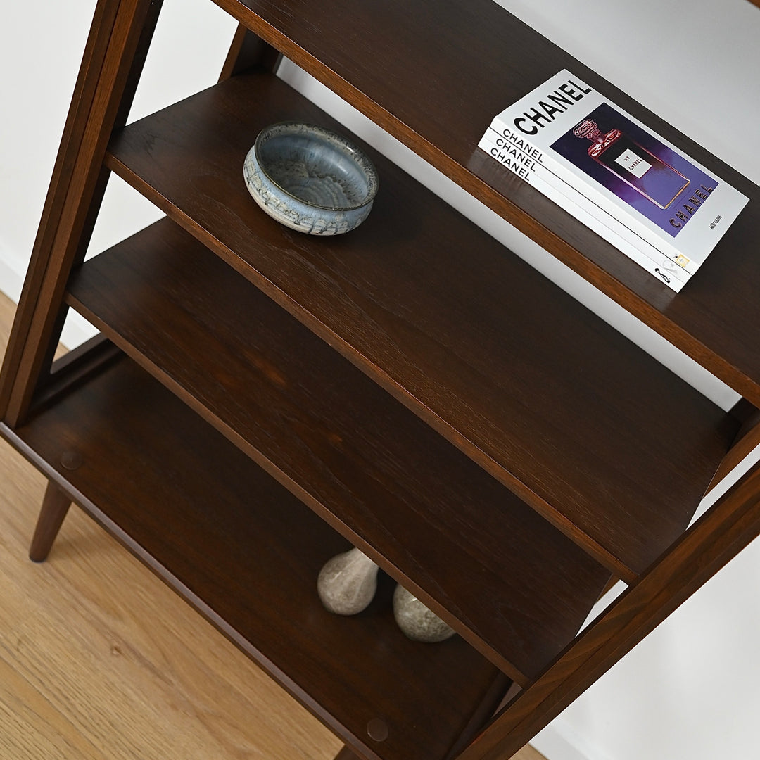 Mid Century Walnut Open Bookcase Bookshelf by Chiswell