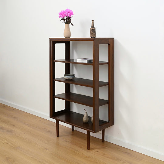 Mid Century Walnut Open Bookcase Bookshelf by Chiswell