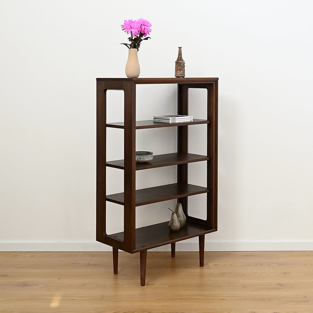 Mid Century Walnut Open Bookcase Bookshelf by Chiswell
