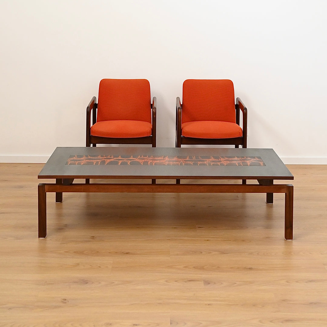Mid Century Jarrah & Copper Art Coffee Table