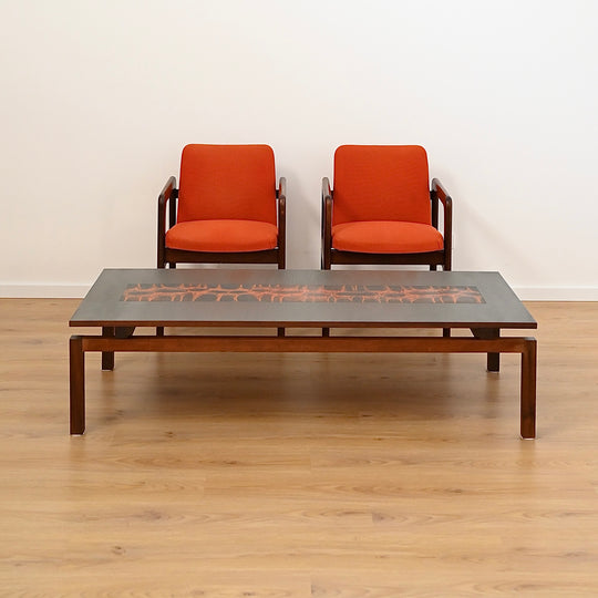 Mid Century Jarrah & Copper Art Coffee Table