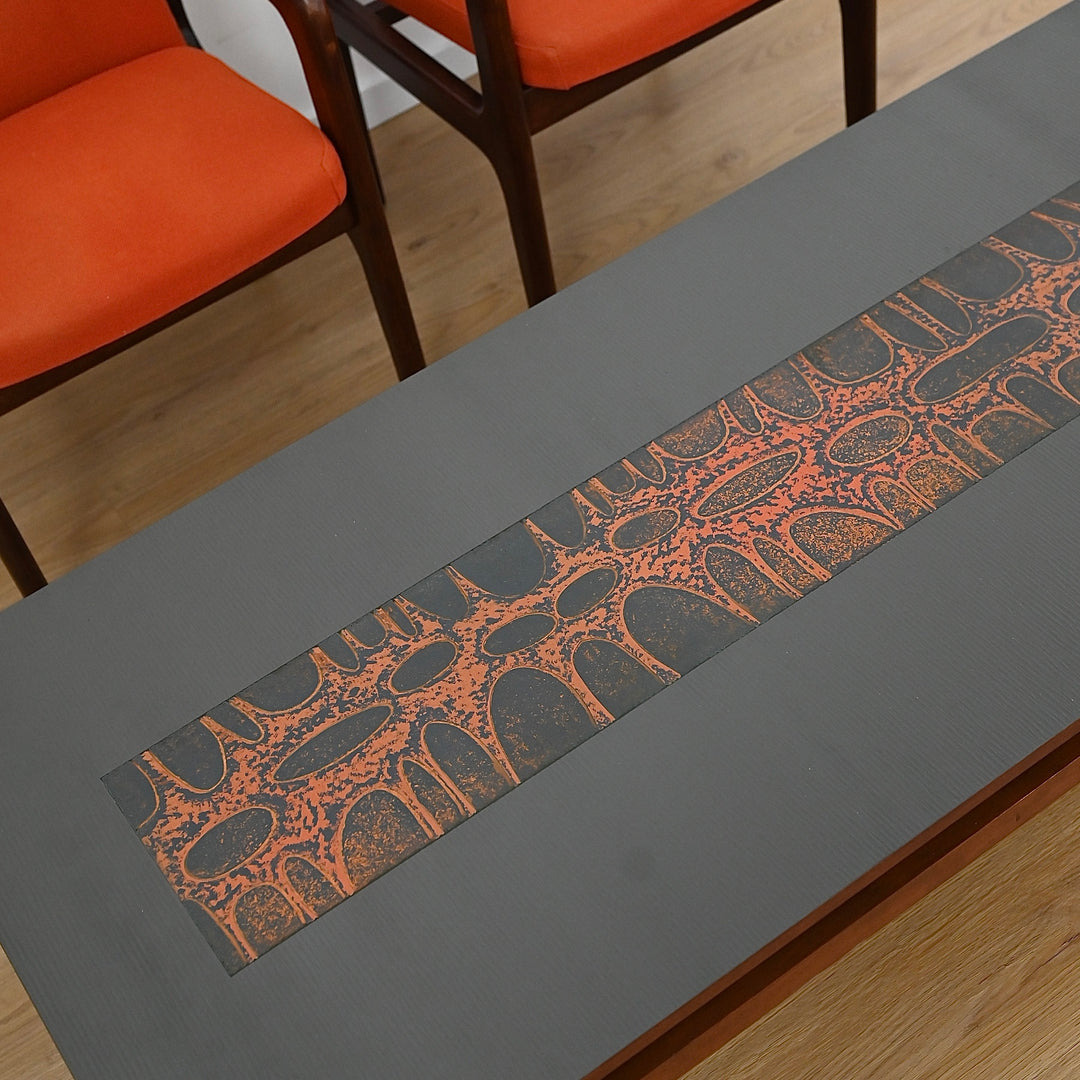 Mid Century Jarrah & Copper Art Coffee Table
