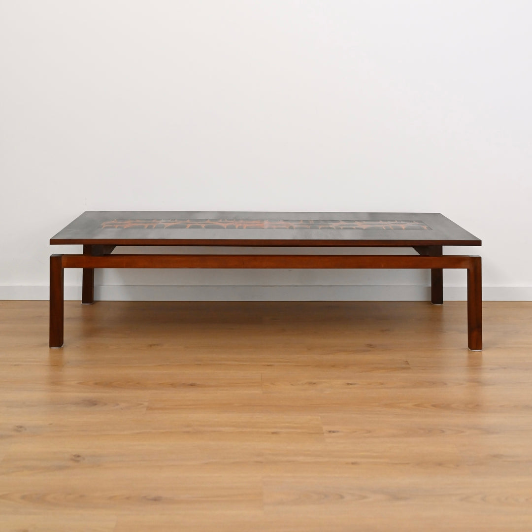 Mid Century Jarrah & Copper Art Coffee Table