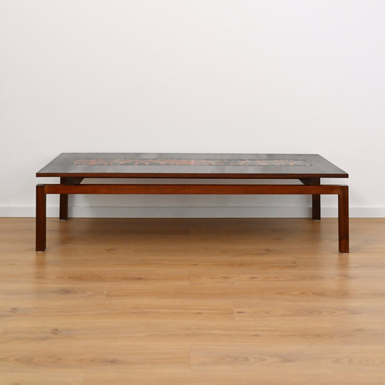 Mid Century Jarrah & Copper Art Coffee Table