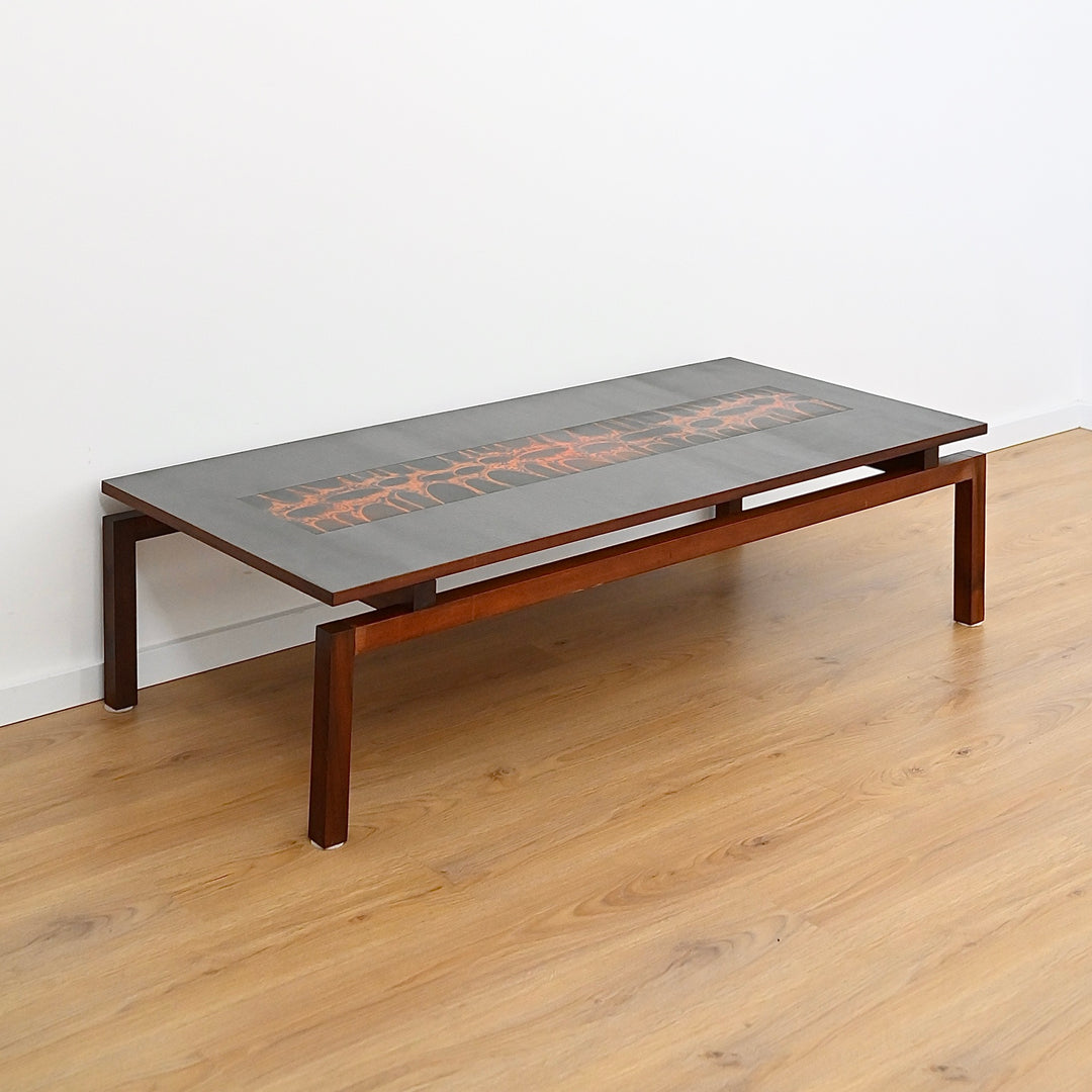 Mid Century Jarrah & Copper Art Coffee Table