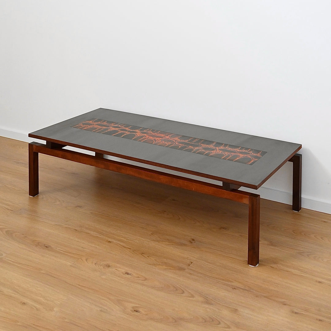 Mid Century Jarrah & Copper Art Coffee Table