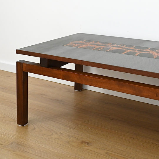Mid Century Jarrah & Copper Art Coffee Table