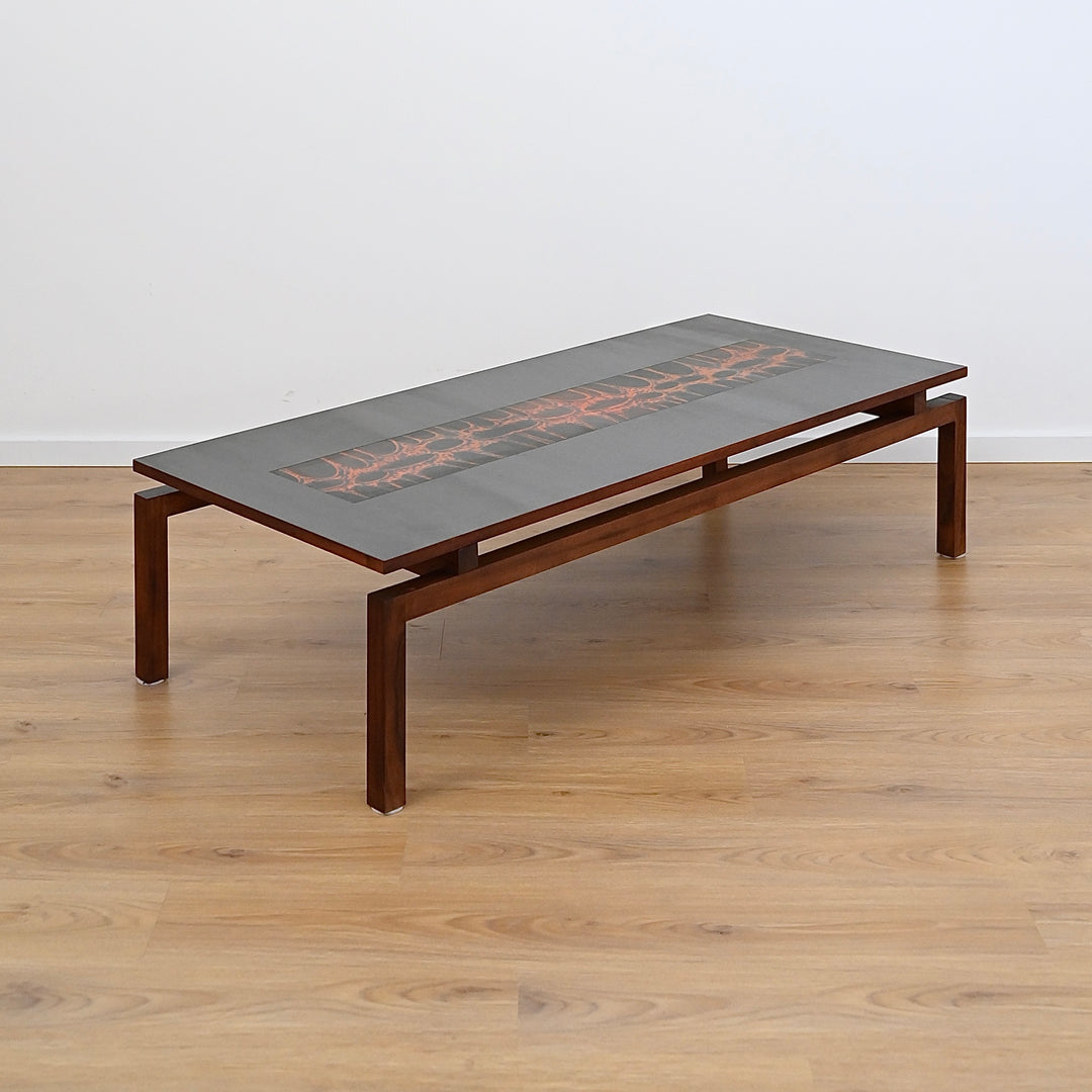 Mid Century Jarrah & Copper Art Coffee Table