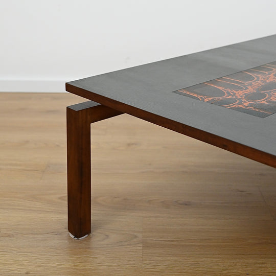 Mid Century Jarrah & Copper Art Coffee Table