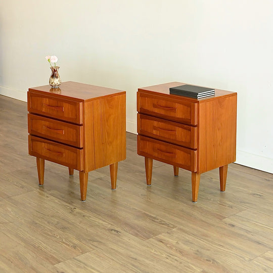 Mid Century Teak Bedside Tables Night Stands by Berryman