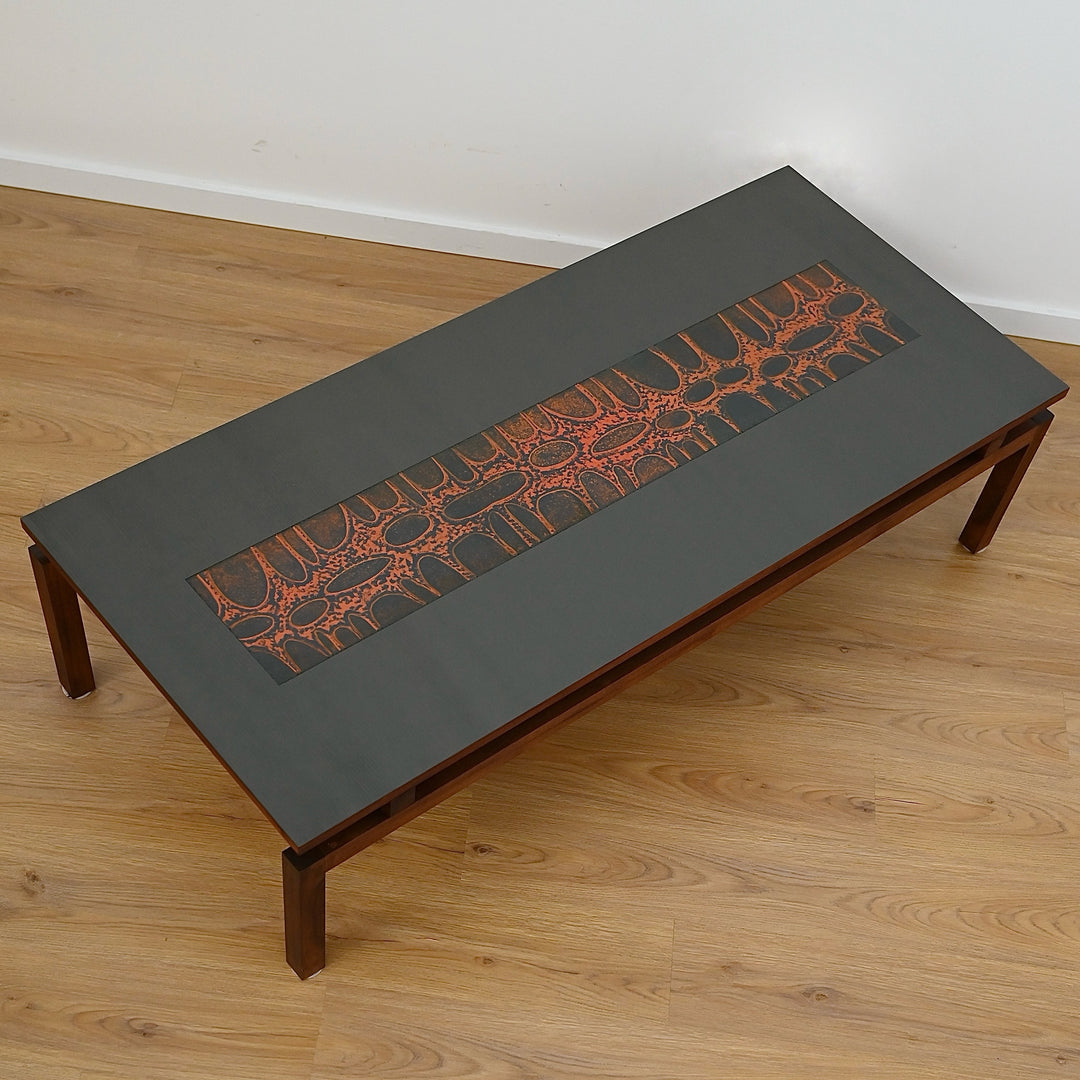 Mid Century Jarrah & Copper Art Coffee Table