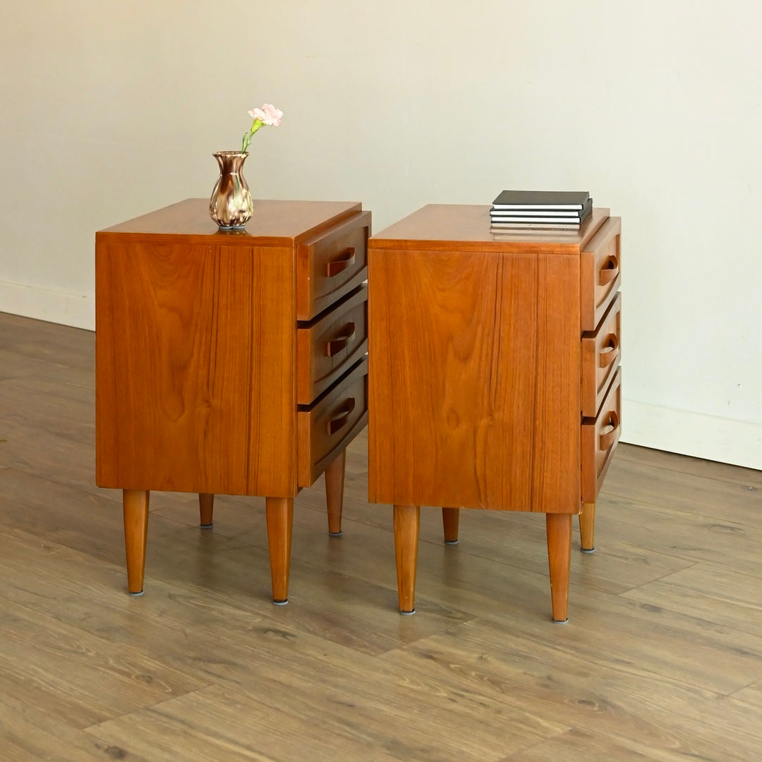 Mid Century Teak Bedside Tables Night Stands by Berryman