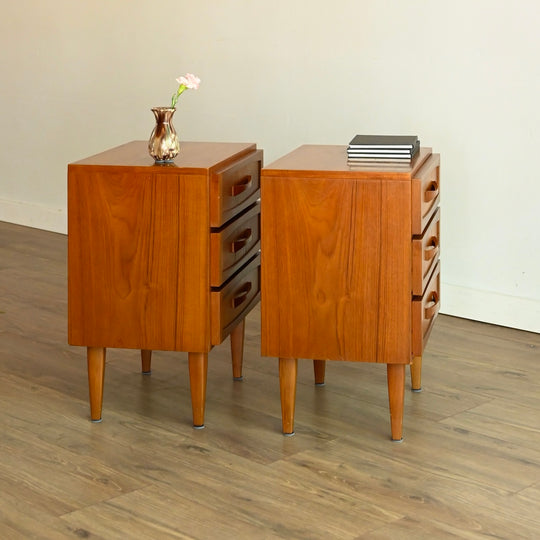 Mid Century Teak Bedside Tables Night Stands by Berryman