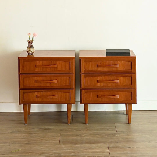 Mid Century Teak Bedside Tables Night Stands by Berryman