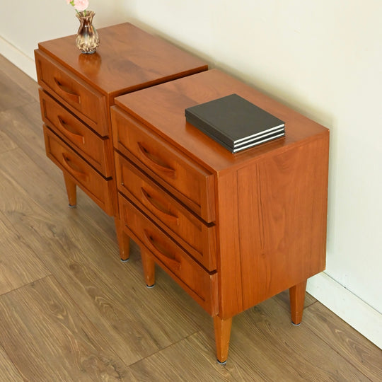 Mid Century Teak Bedside Tables Night Stands by Berryman