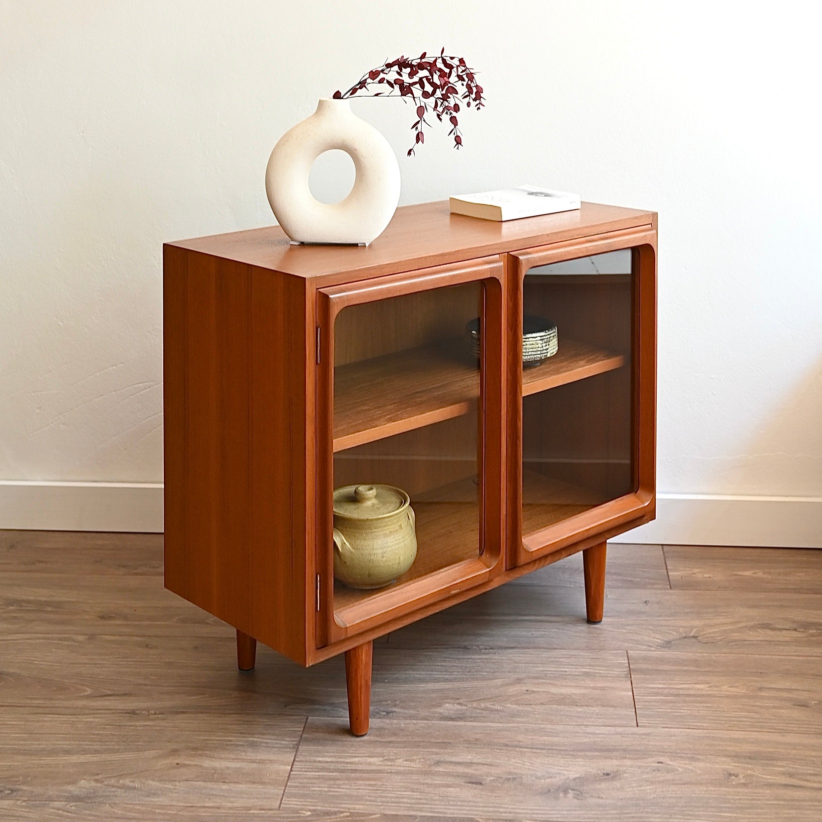 Mid Century a Teak Sideboard Glass Display Cabinet LP Record Cabinet by Chiswell