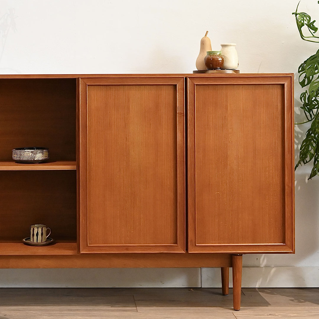 Mid Century Teak Sideboard Buffet Bookshelf Bookcase by Burgess