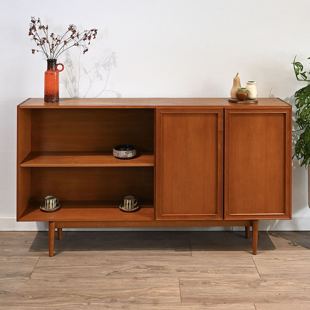 Mid Century Teak Sideboard Buffet Bookshelf Bookcase by Burgess