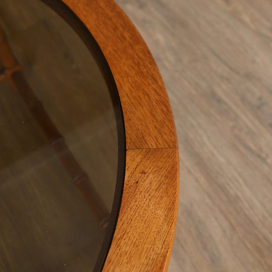 Vintage Solid Teak and Smoked Glass Coffee Table