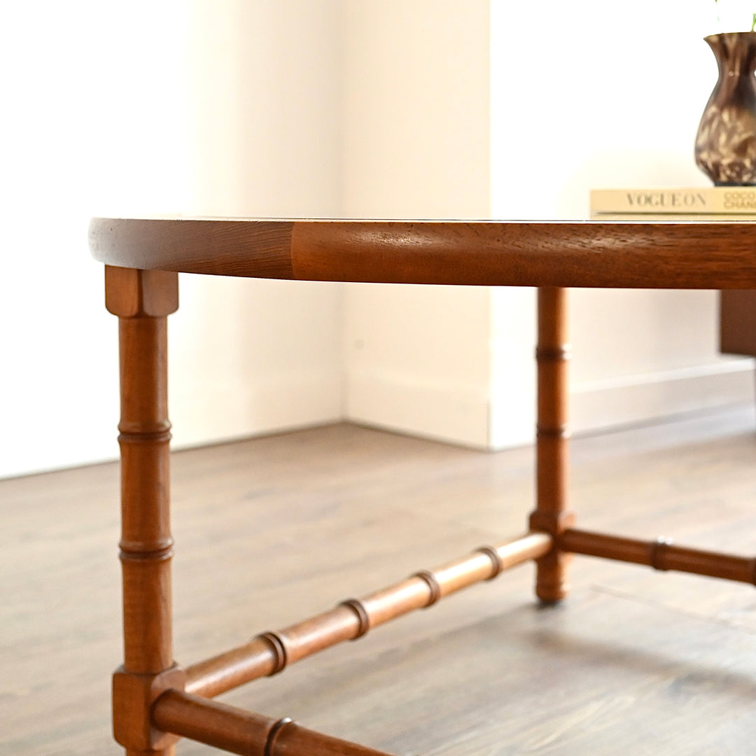 Vintage Solid Teak and Smoked Glass Coffee Table