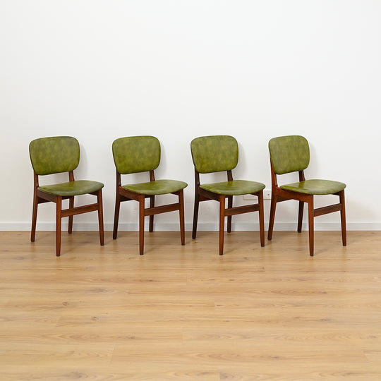 4 x Mid Century Green Vinyl Dining Chairs by Elite