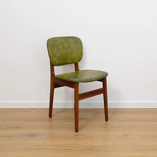 4 x Mid Century Green Vinyl Dining Chairs by Elite