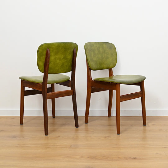 4 x Mid Century Green Vinyl Dining Chairs by Elite