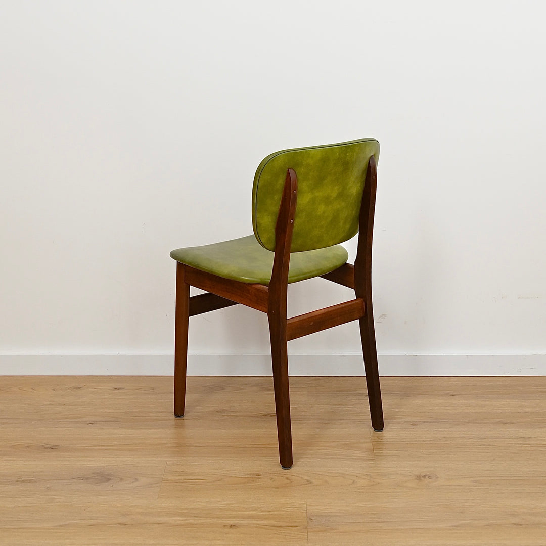 4 x Mid Century Green Vinyl Dining Chairs by Elite