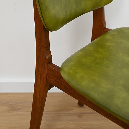 4 x Mid Century Green Vinyl Dining Chairs by Elite