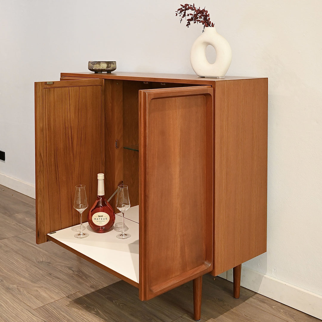 Mid Century Teak Sideboard Buffet Bar Cabinet by Chiswell