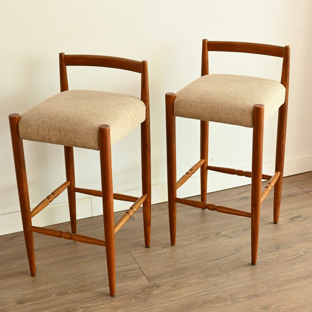 Pair of Mid Century Teak Kitchen Bar Stools