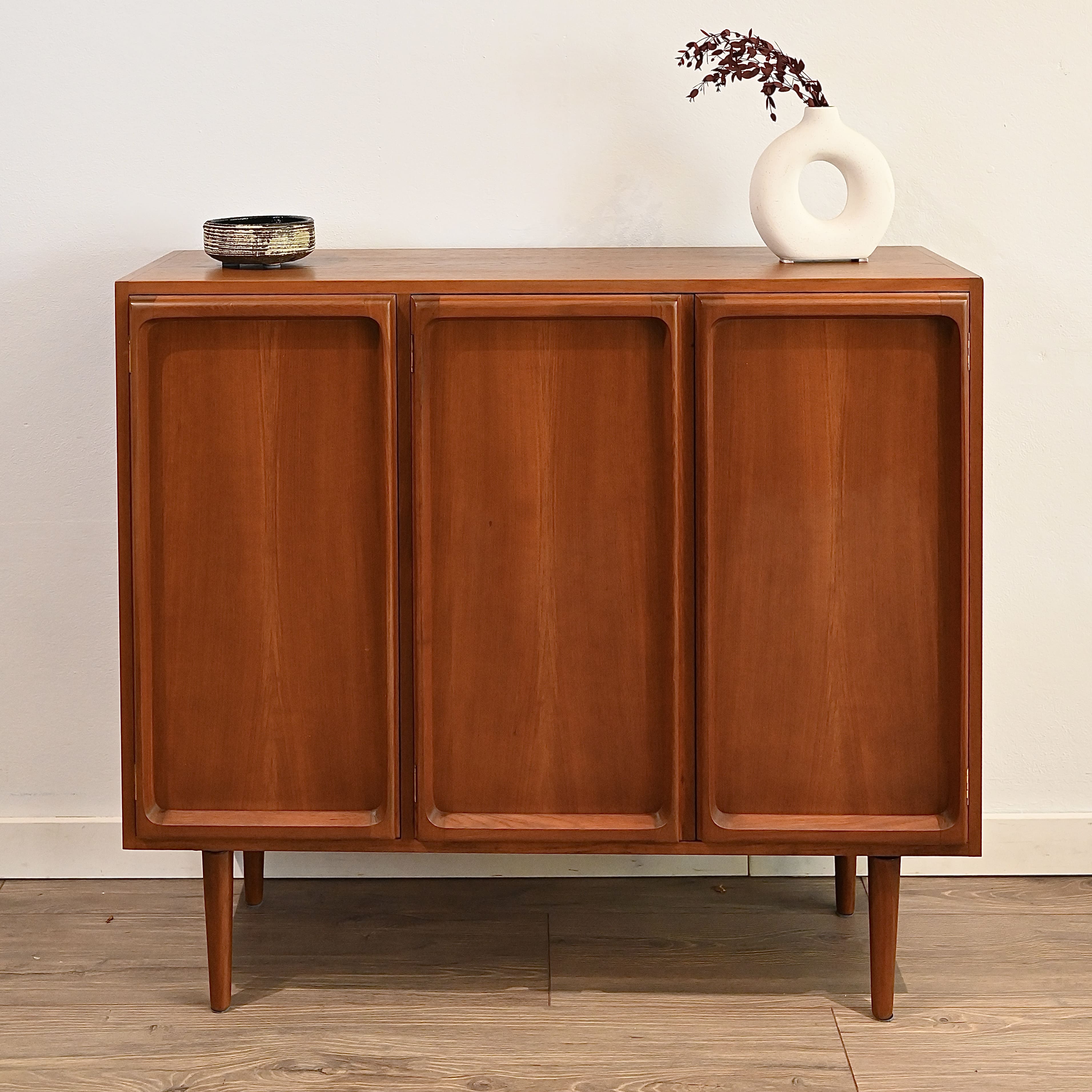 Mid Century Teak Sideboard Buffet Bar Cabinet by Chiswell