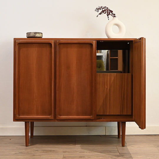 Mid Century Teak Sideboard Buffet Bar Cabinet by Chiswell