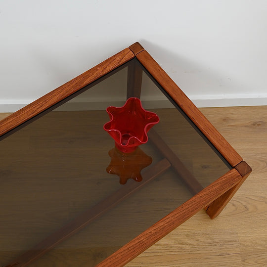 Mid Century Teak Smoked Glass Coffee Table by Chiswell