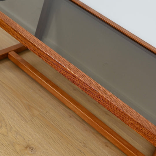 Mid Century Teak Smoked Glass Coffee Table by Chiswell