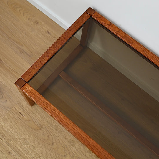 Mid Century Teak Smoked Glass Coffee Table by Chiswell